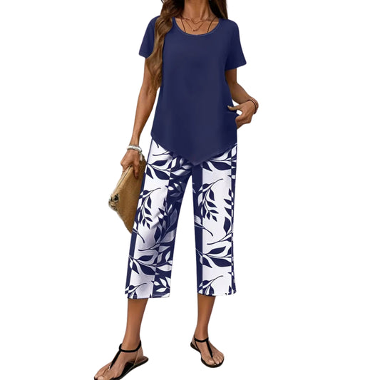 Women High Waist Wide Leg Pants Two Piece Set